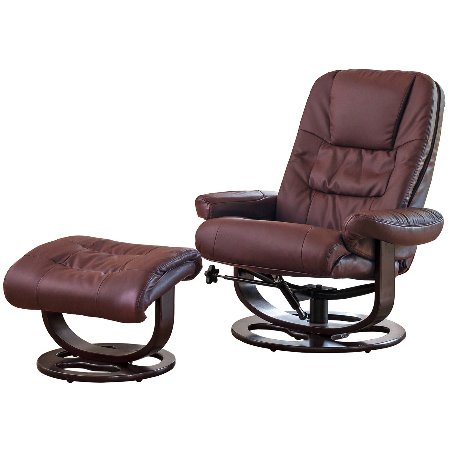 High Backed Swivel Recliner + Footstool Available in black, brown, burgundy, cream, grey. Heat Option - CasaFenix