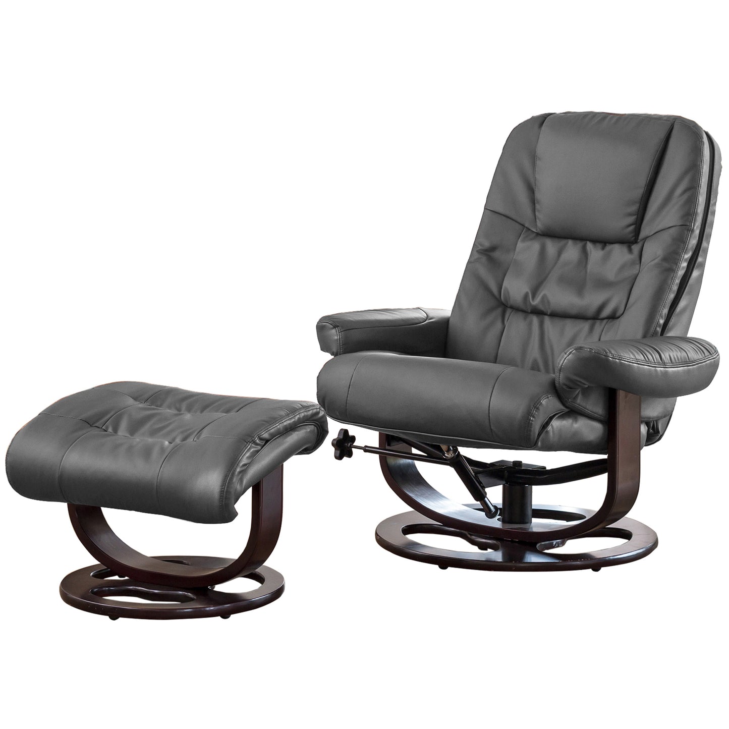High Backed Swivel Recliner + Footstool Available in black, brown, burgundy, cream, grey. Heat Option - CasaFenix