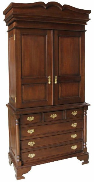 French Bedroom 2 Door Linen Press /  6 Drawer Chest Solid Mahogany Column Georgian Collection - CasaFenix