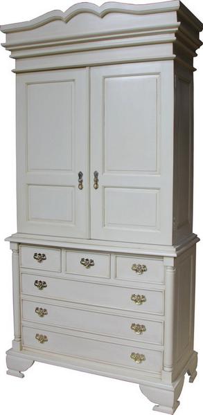 French Bedroom 2 Door Linen Press /  6 Drawer Chest Solid Mahogany Column Georgian Collection - CasaFenix