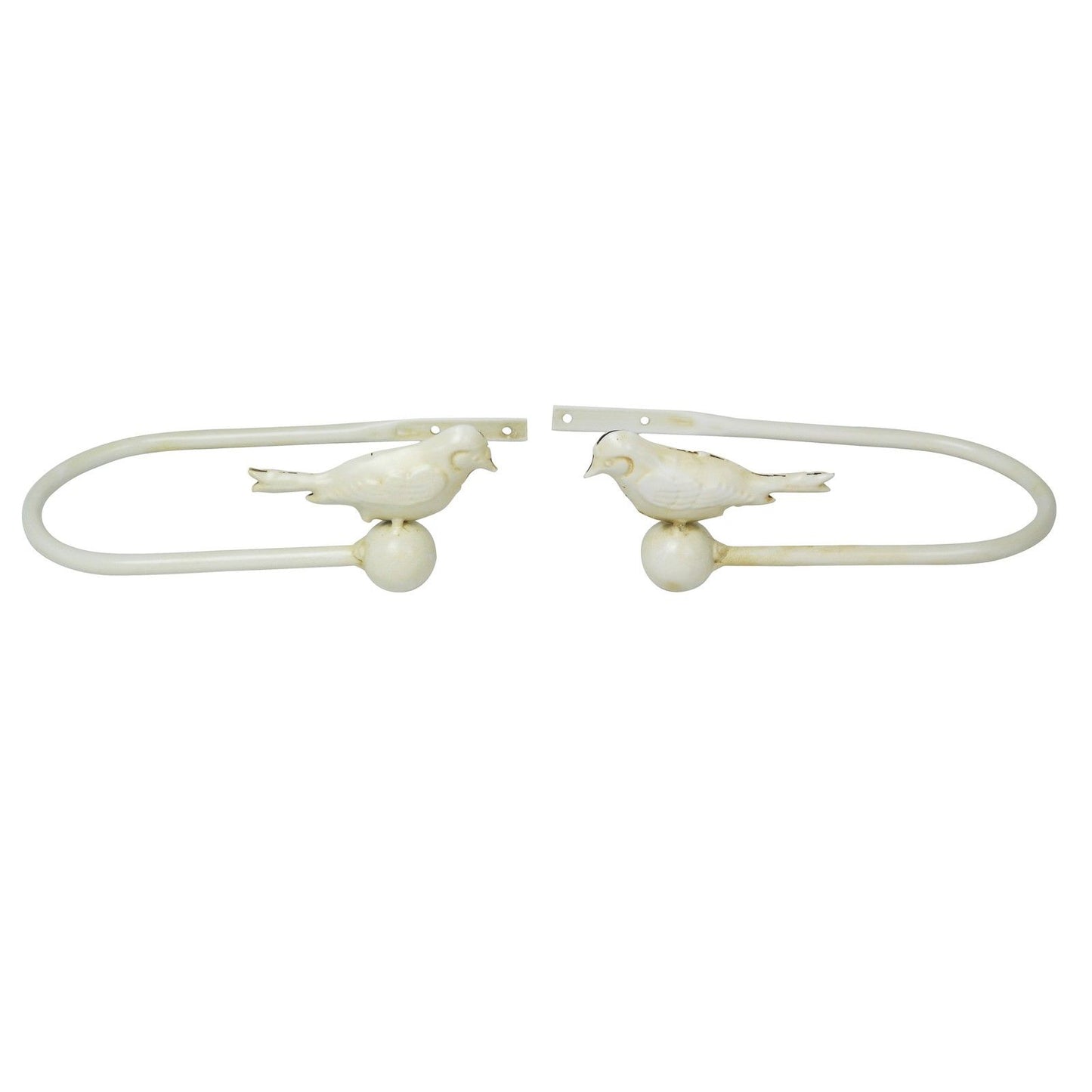 Cream Decorative Bird Curtain Holder Set