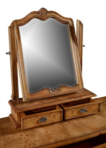 Cheshire Walnut Collection Dressing Table With Mirror 5 Drawers - CasaFenix