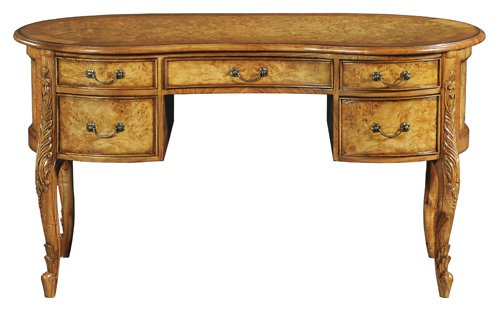 Cheshire Walnut Collection Large Kidney Shaped Dressing Table 5 Drawer - CasaFenix