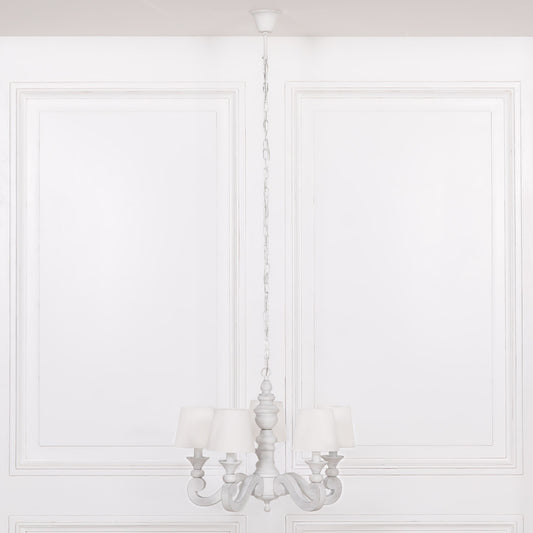 Distressed 5 Branch Chandelier with Shades