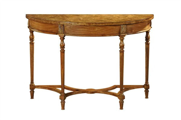 Cheshire Walnut Collection Demi Lune Walnut Console Table - CasaFenix