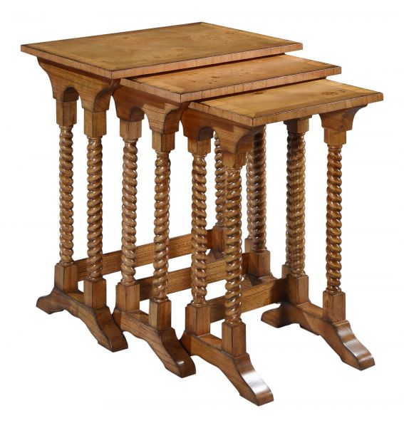 Cheshire Walnut Collection Nest Of 3 Tables - CasaFenix