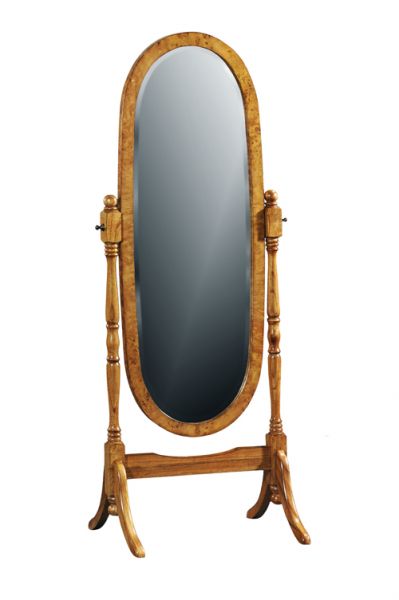 Cheshire Walnut Collection Oval Cheval Floor Standing Bevelled Mirror - CasaFenix