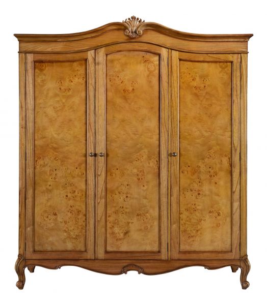 Cheshire Walnut Collection Shaped Triple 3 Door Wardrobe - CasaFenix