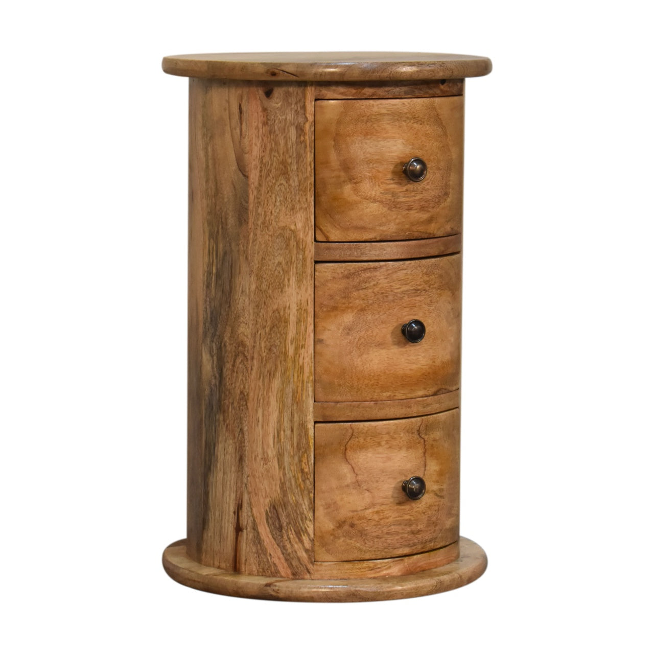 Mini 3 Drawer Drum 3 Drawer Chest Solid Mango Wood - CasaFenix