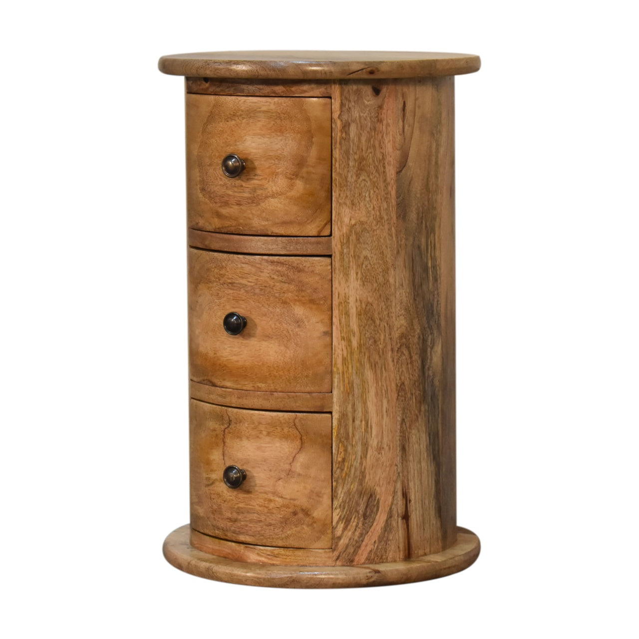 Mini 3 Drawer Drum 3 Drawer Chest Solid Mango Wood - CasaFenix