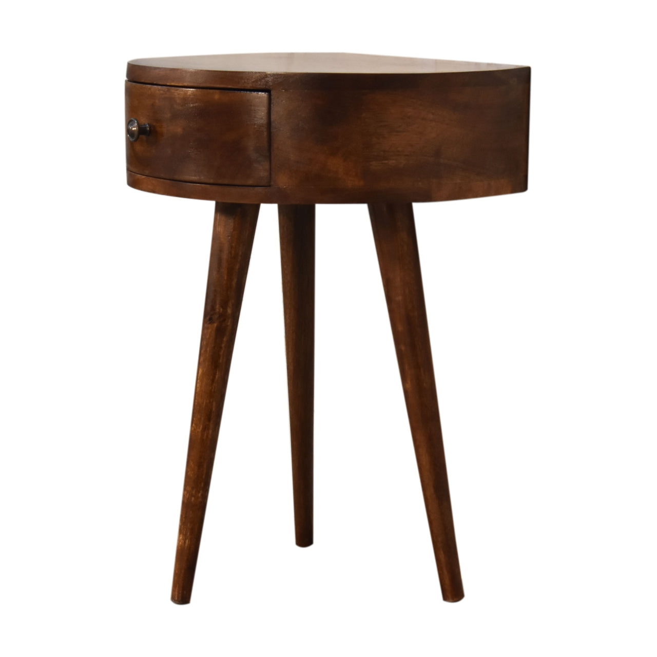 Chestnut Semi Circle Bedside 1 Drawer. Solid Mango Wood - CasaFenix