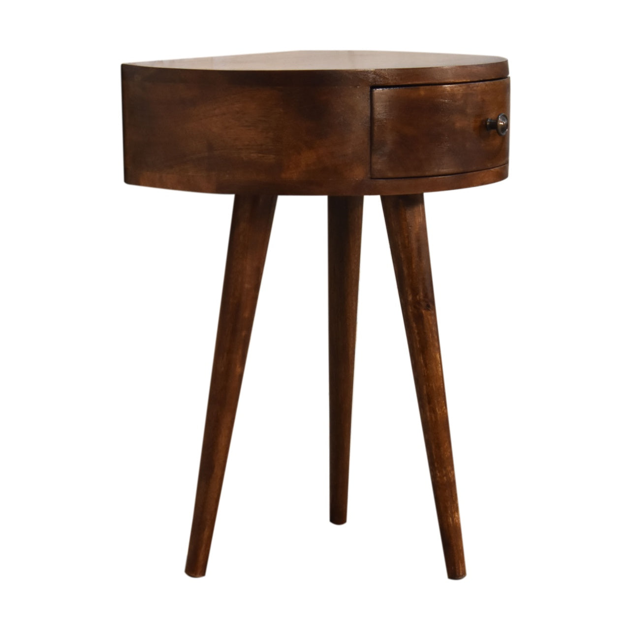 Chestnut Semi Circle Bedside 1 Drawer. Solid Mango Wood - CasaFenix