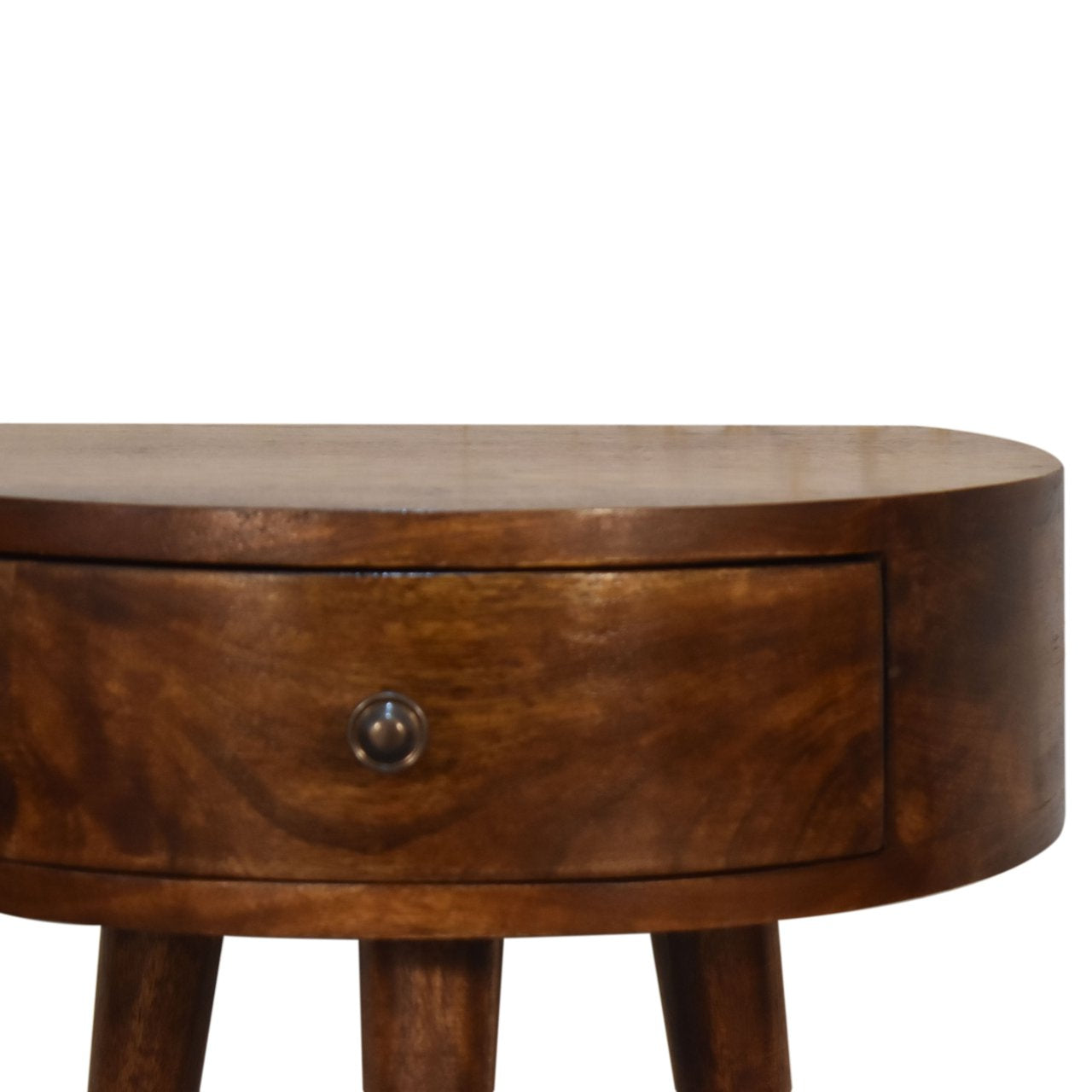 Chestnut Semi Circle Bedside 1 Drawer. Solid Mango Wood - CasaFenix