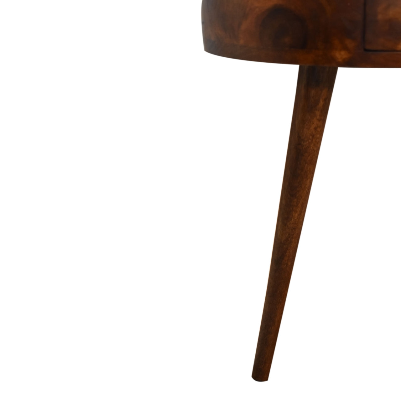 Chestnut Semi Circle Bedside 1 Drawer. Solid Mango Wood - CasaFenix