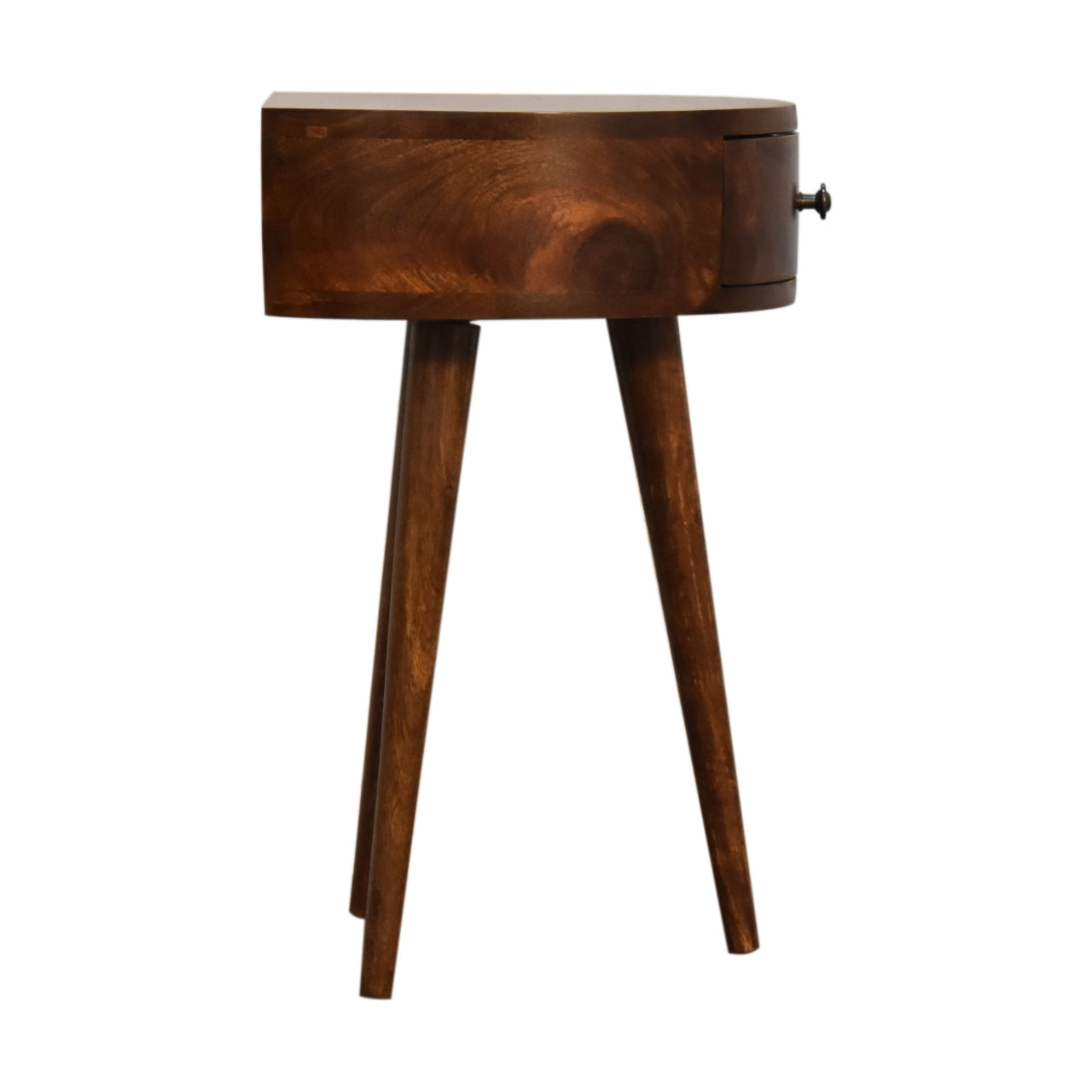 Chestnut Semi Circle Bedside 1 Drawer. Solid Mango Wood - CasaFenix