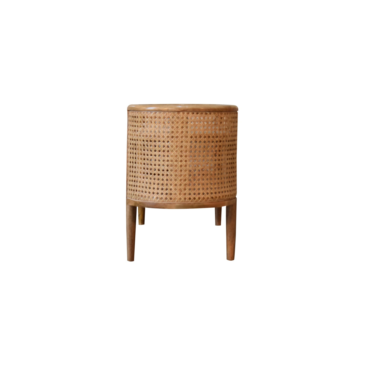Larissa Curved Shelving Unit TV Stand Mango Wood & Rattan - CasaFenix
