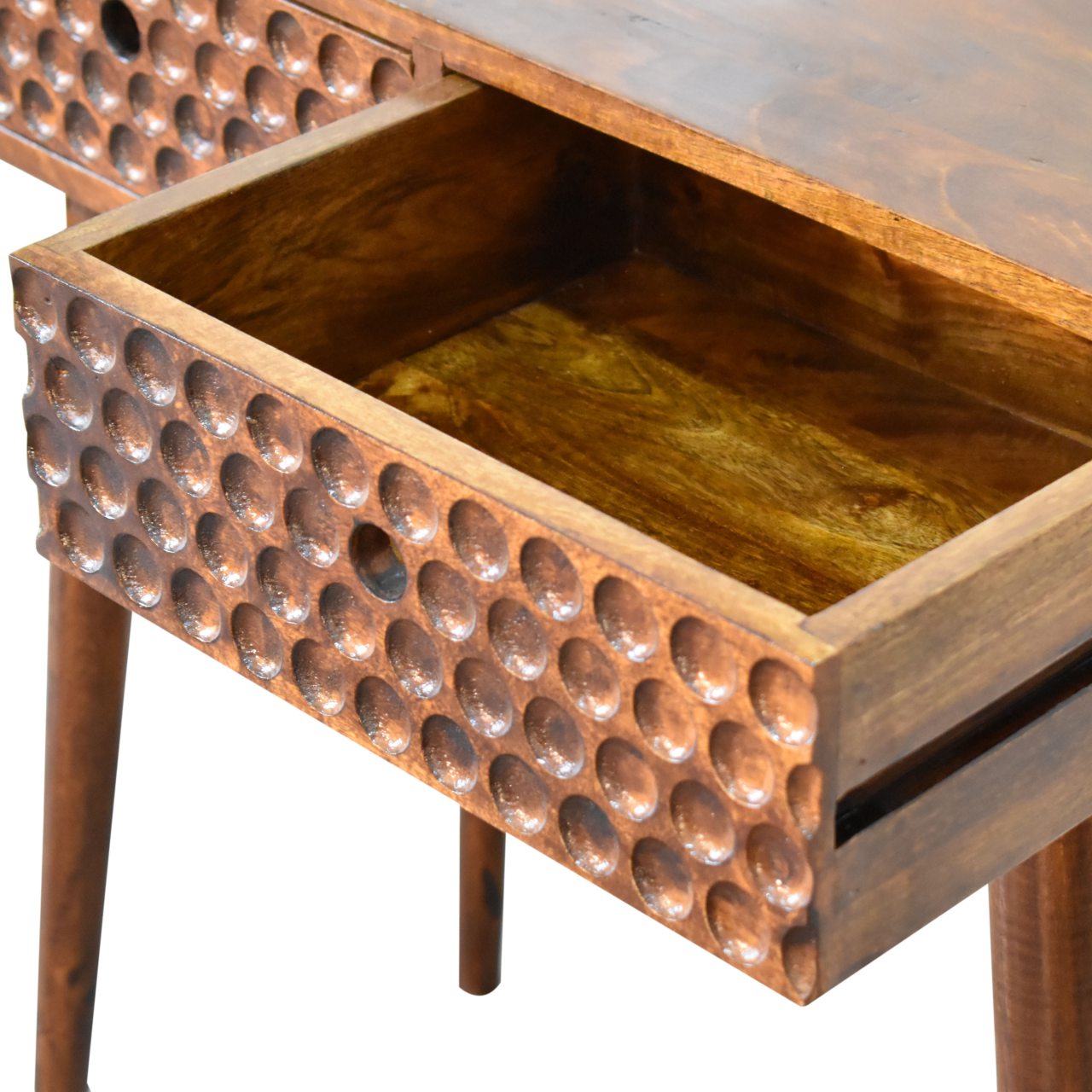Torun Console Table 2 Drawer Small Writing Desk Solid Mango Wood - CasaFenix