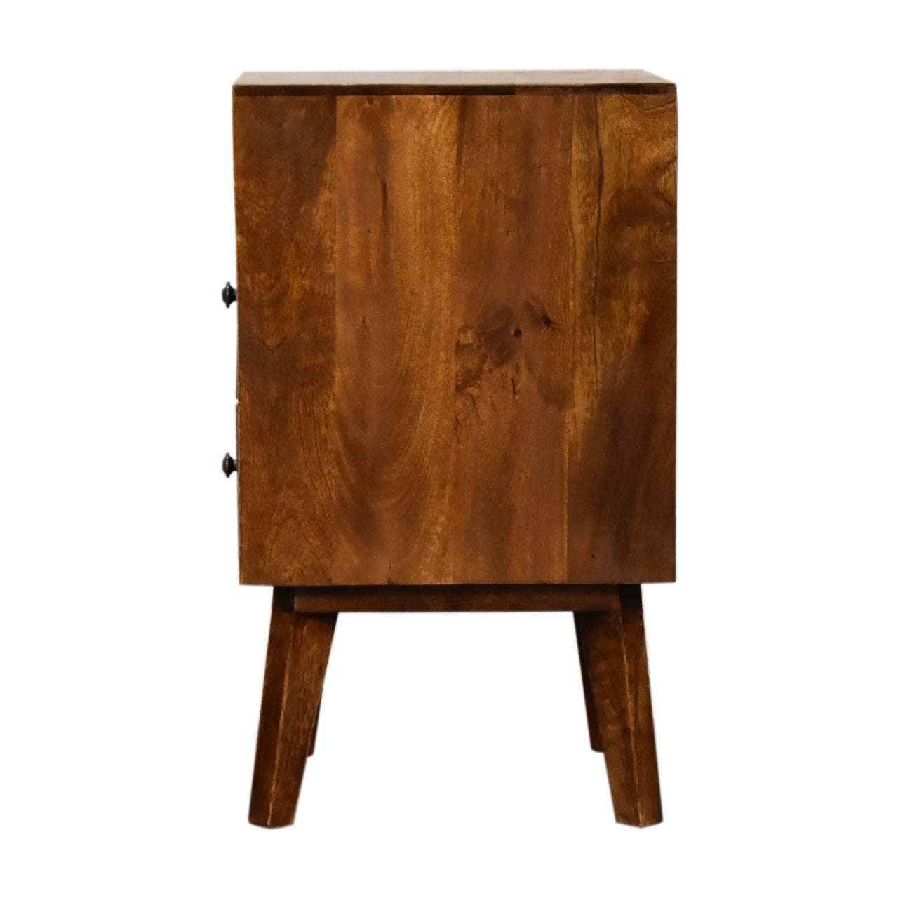 Amouri Bedside Table 2 Drawer Chest in Chestnut Finish Over SOlid Mango Wood - CasaFenix