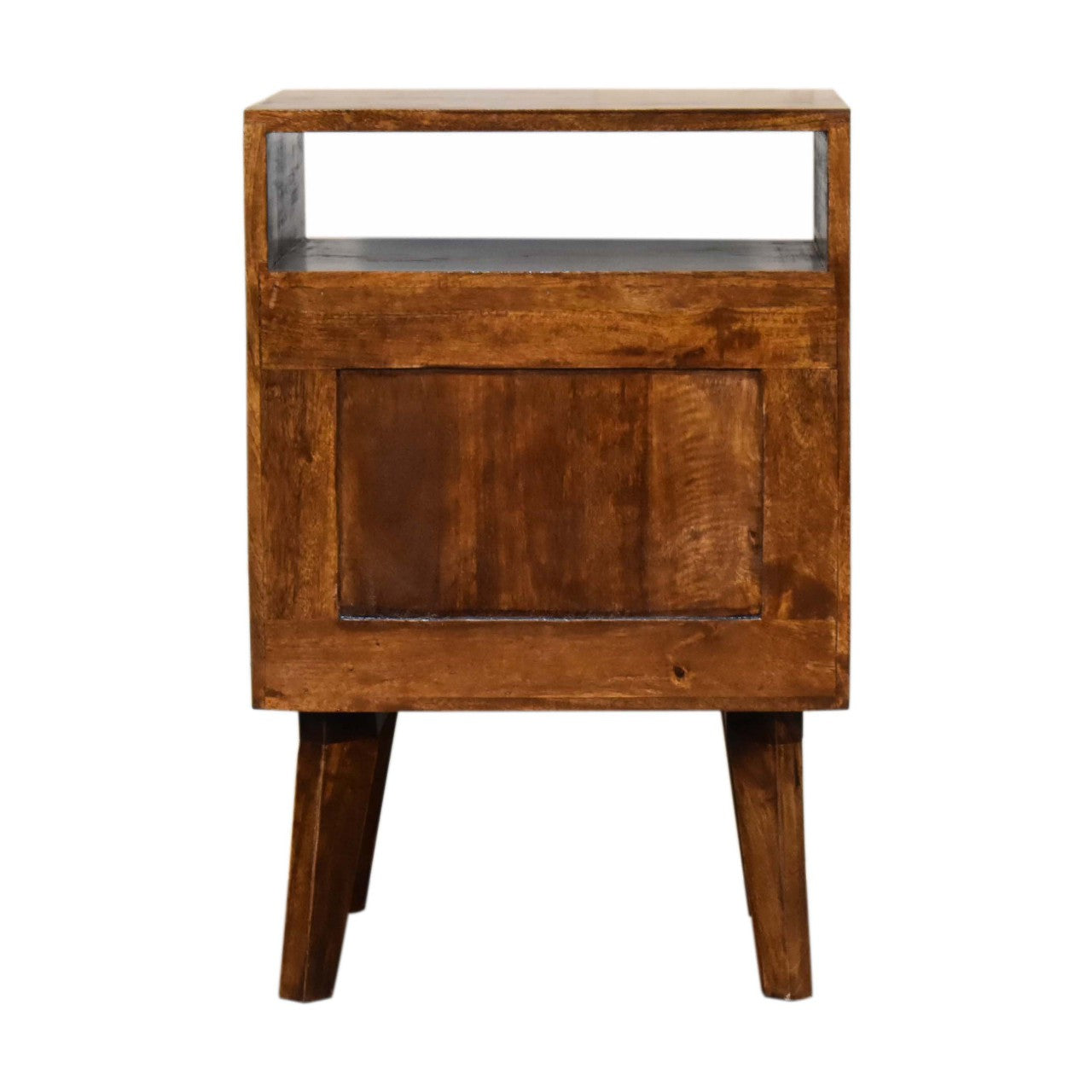 Amouri Bedside Table 2 Drawer Chest in Chestnut Finish Over SOlid Mango Wood - CasaFenix