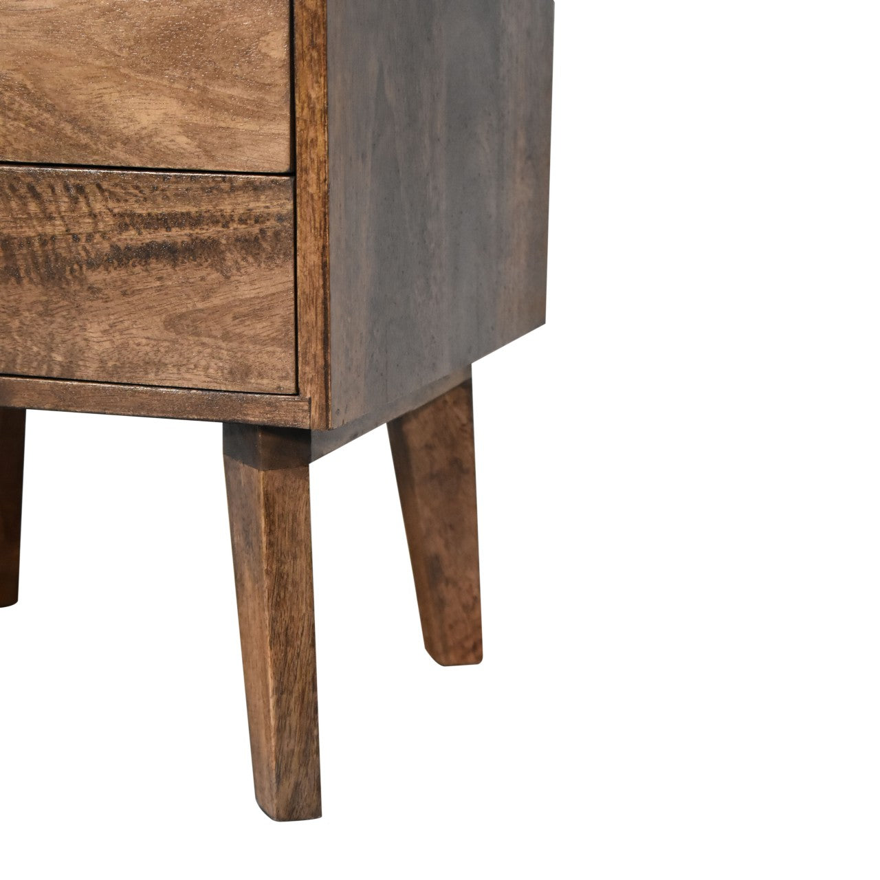 Platform Bedside Table 2 Drawer Chest Dark Finish Over  Mango Wood - CasaFenix