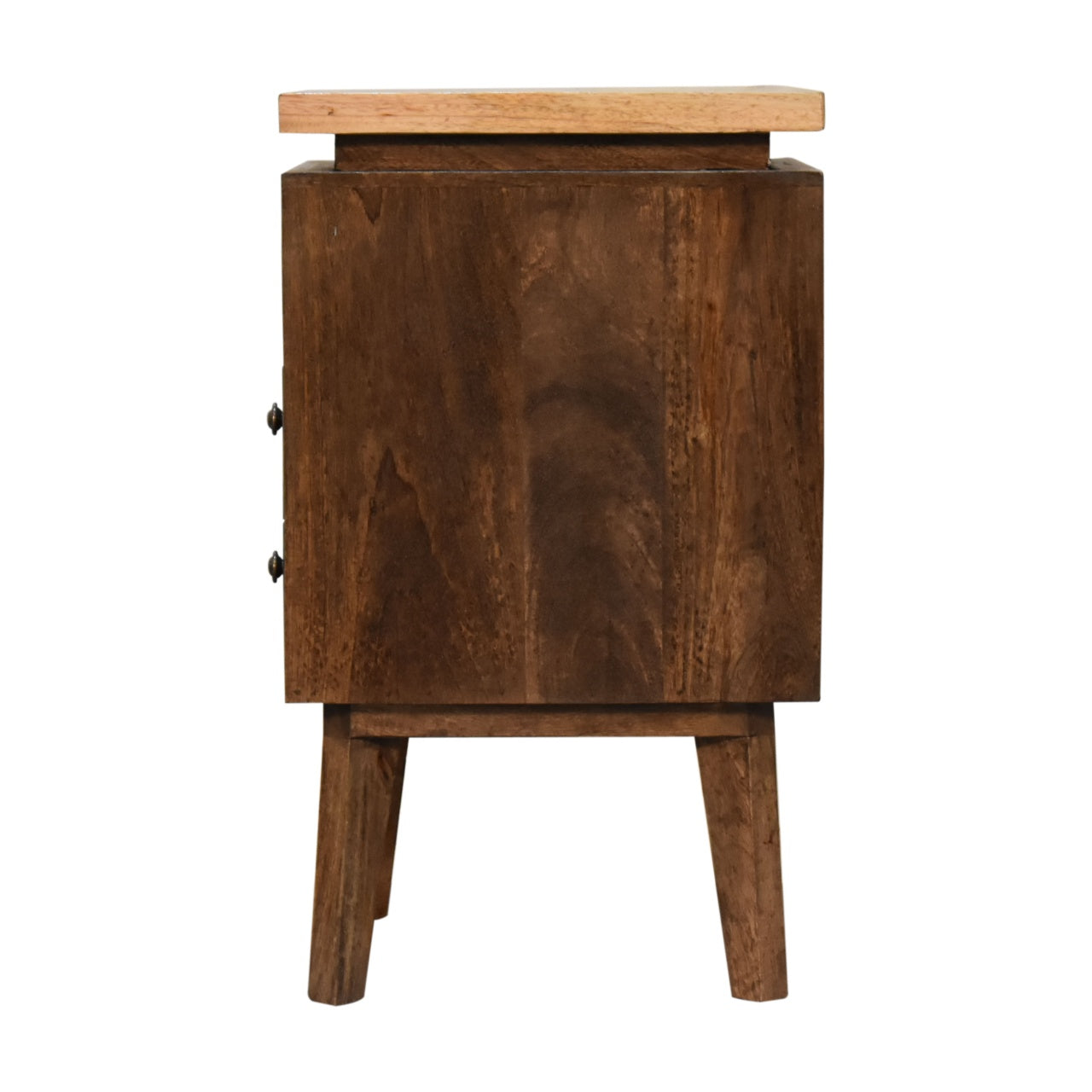 Platform Bedside Table 2 Drawer Chest Dark Finish Over  Mango Wood - CasaFenix