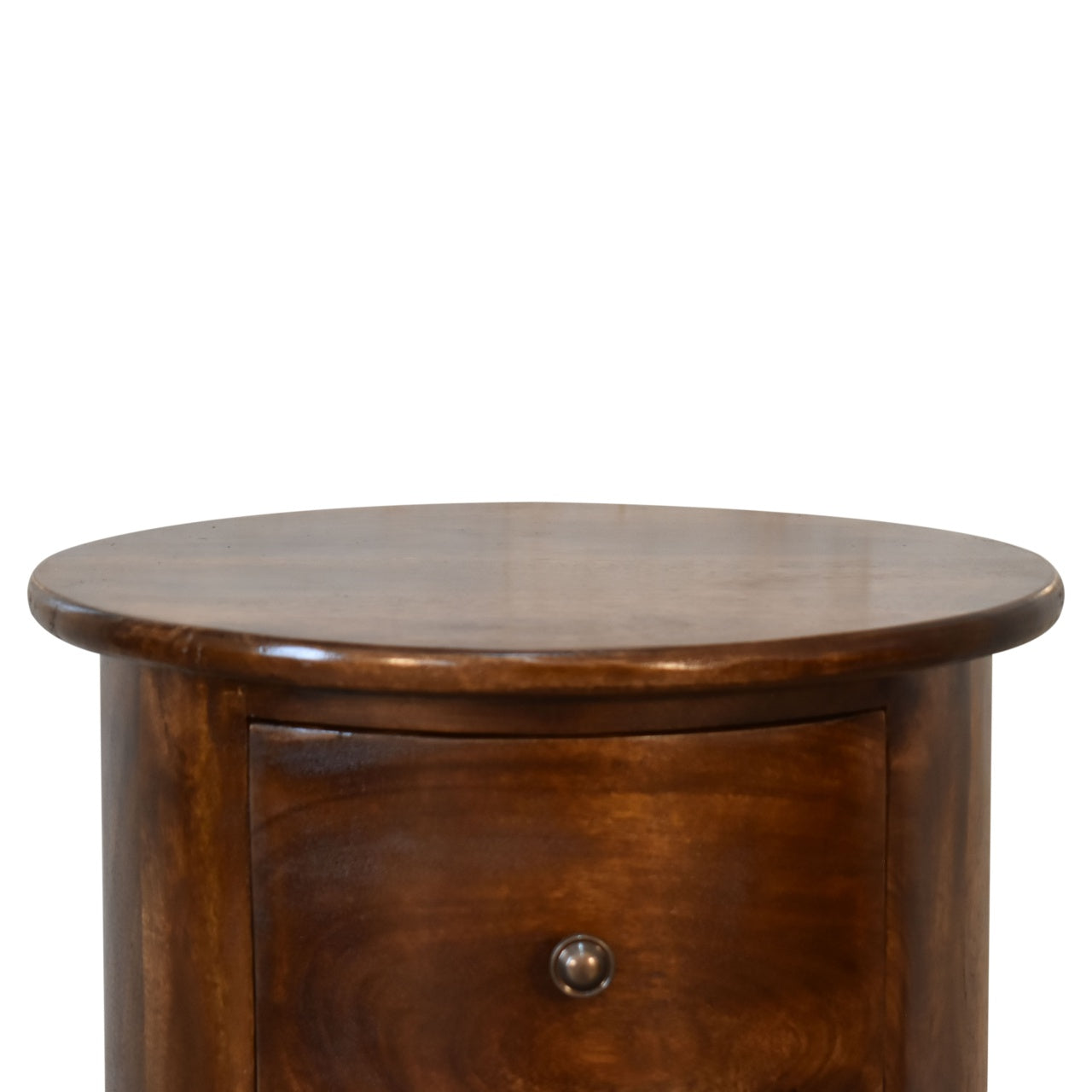 Chestnut Finish Over Solid Mango Wood 3 Drawer Drum Chest Bedside table - CasaFenix