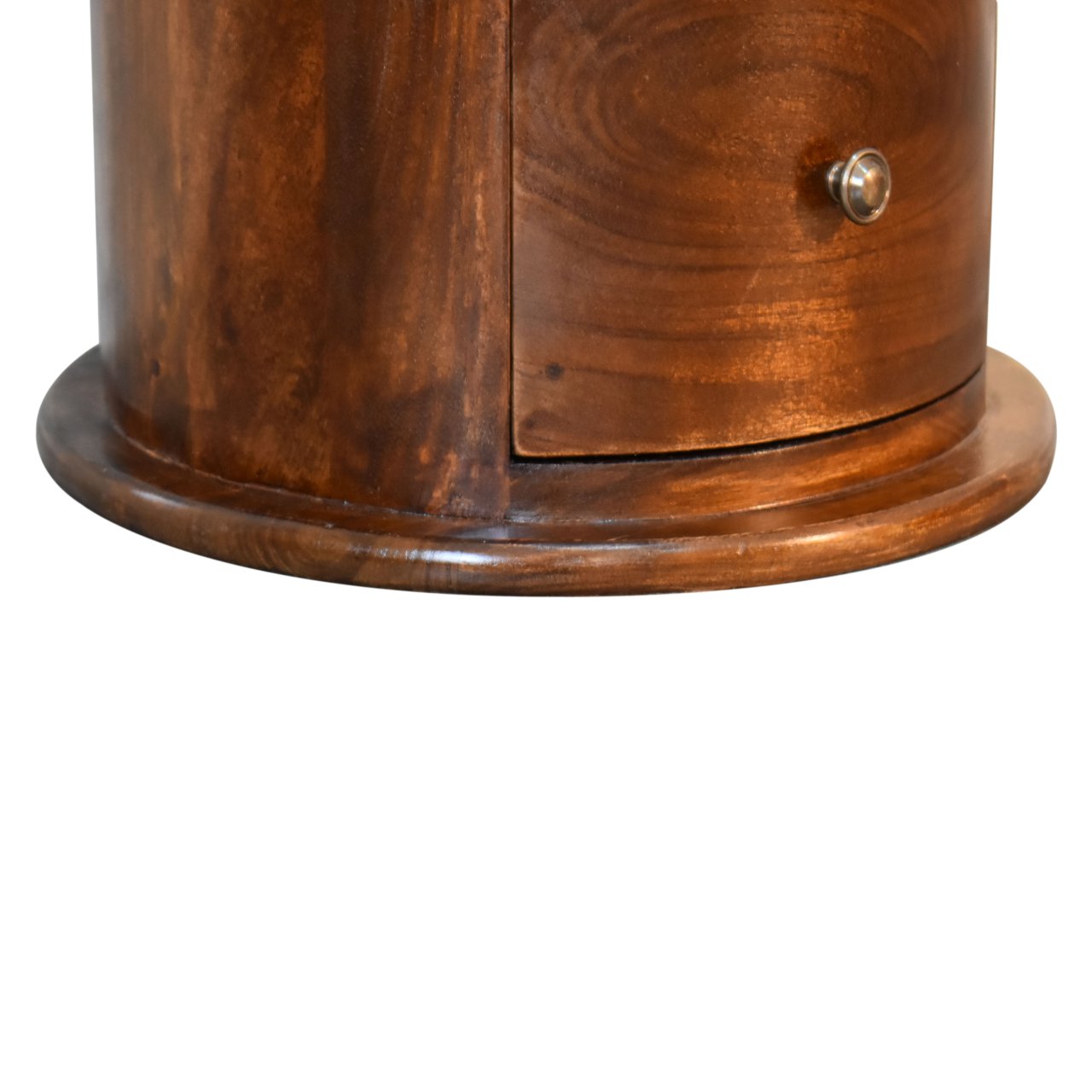 Chestnut Finish Over Solid Mango Wood 3 Drawer Drum Chest Bedside table - CasaFenix