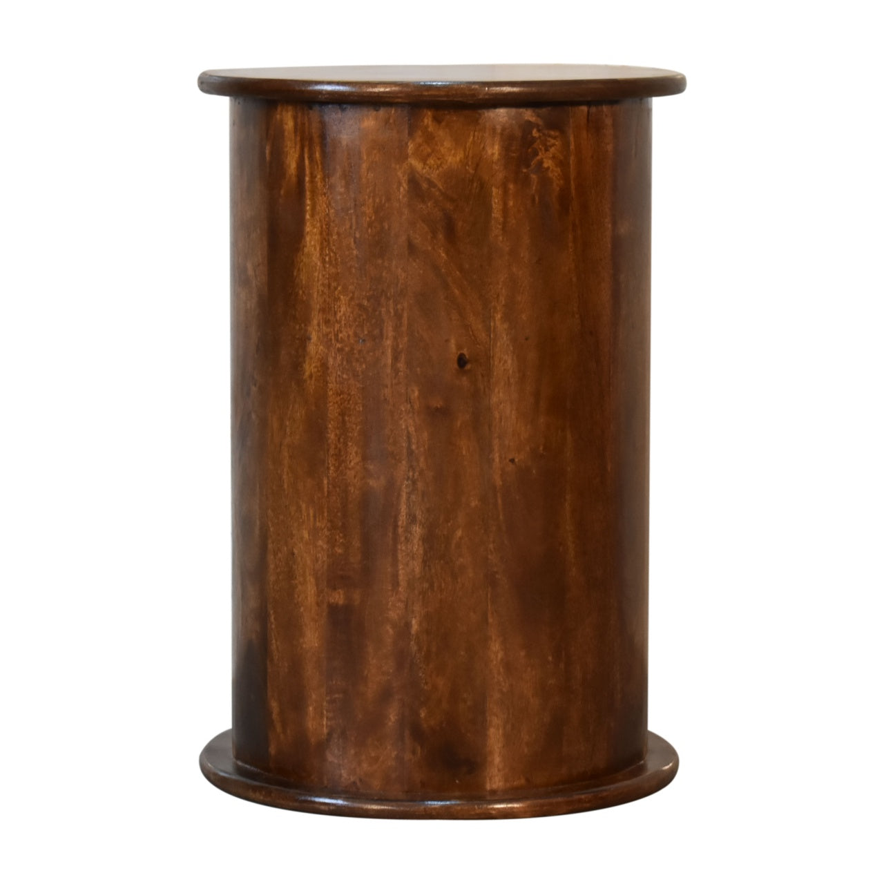 Chestnut Finish Over Solid Mango Wood 3 Drawer Drum Chest Bedside table - CasaFenix