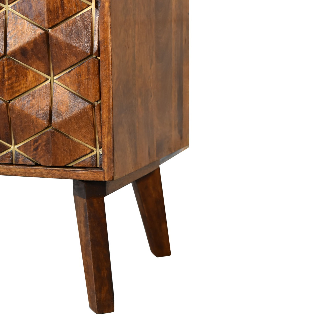 Samara 1 Door Bedside Table Chestnut Finish over Solid Mango Wood Bedside Cupboard - CasaFenix