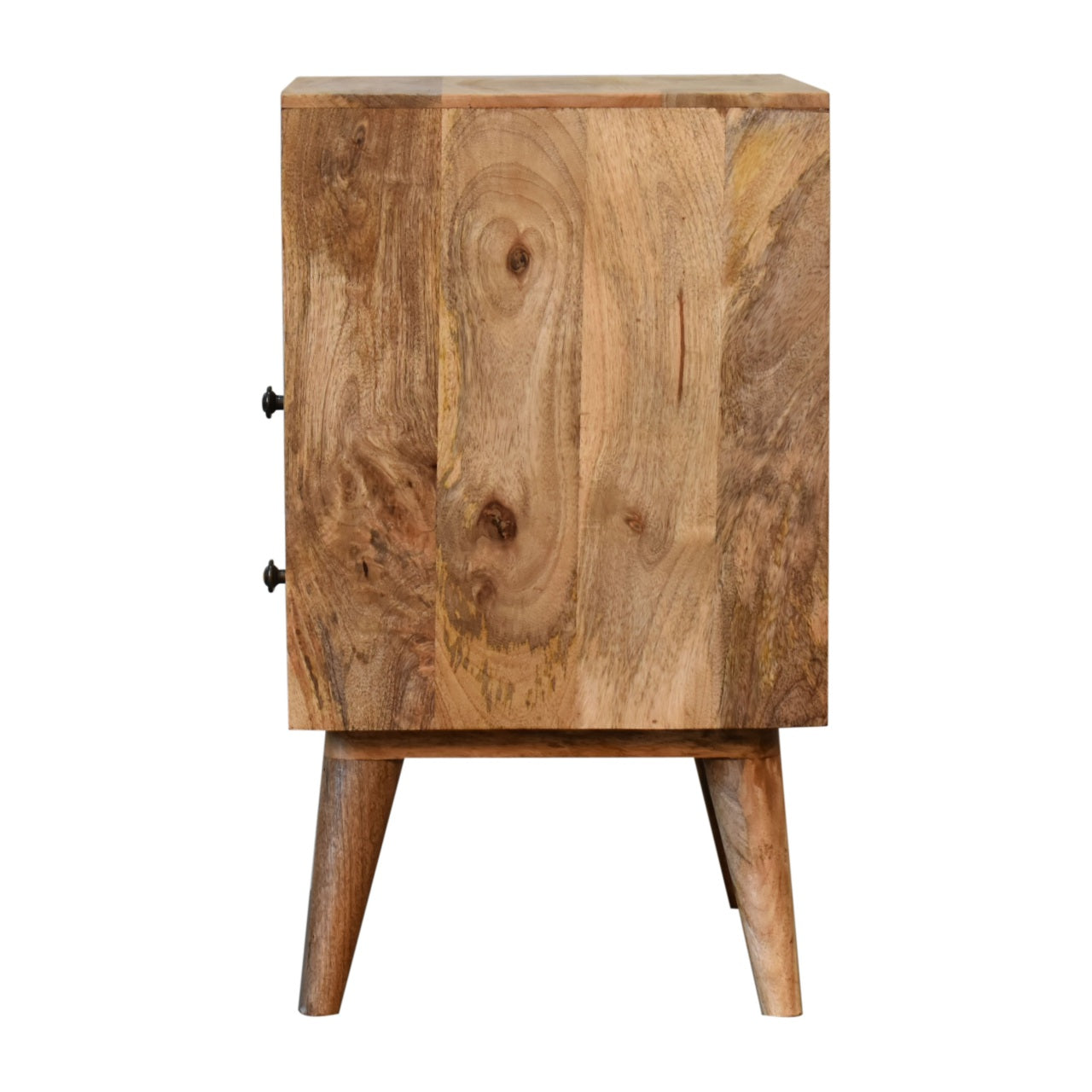 Classic Oak-ish Bedside Table 2 Drawer Chest Solid Mango Wood - CasaFenix
