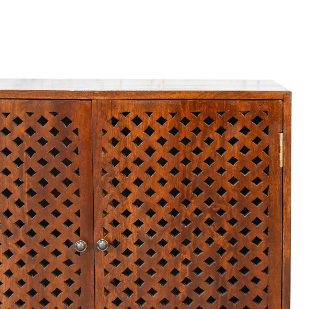 Arlo 2 Door Solid Mango Wood Cabinet with a Chestnut Finish Nordic Design - CasaFenix