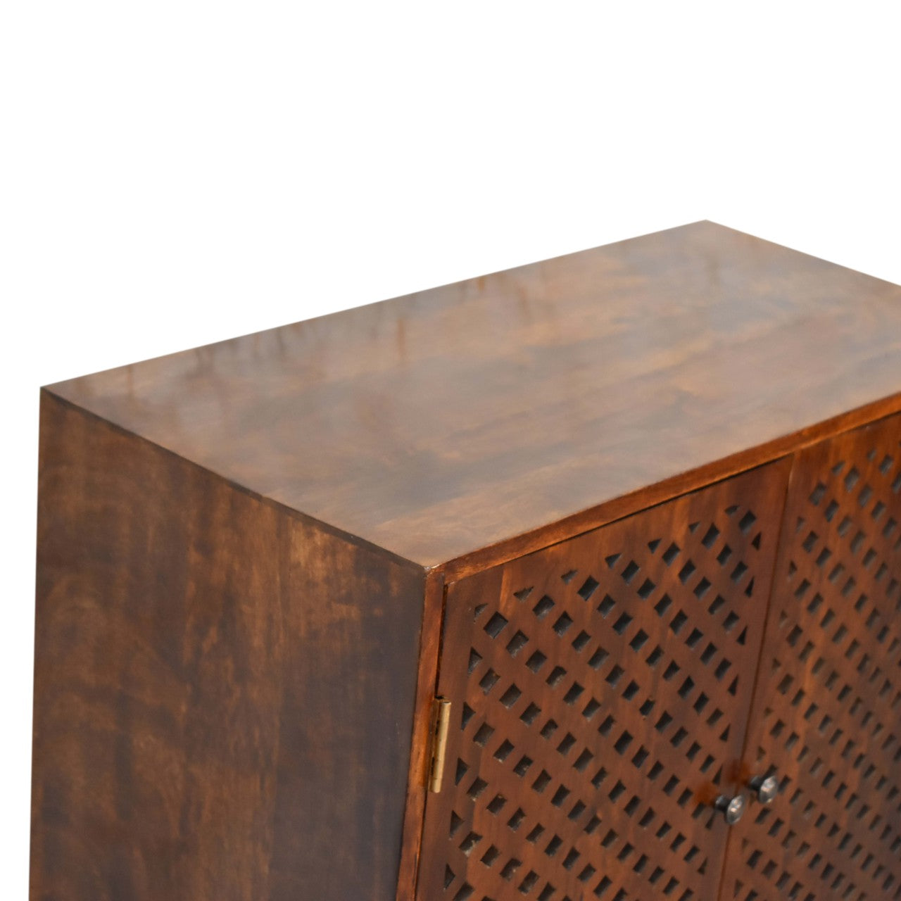 Arlo 2 Door Solid Mango Wood Cabinet with a Chestnut Finish Nordic Design - CasaFenix