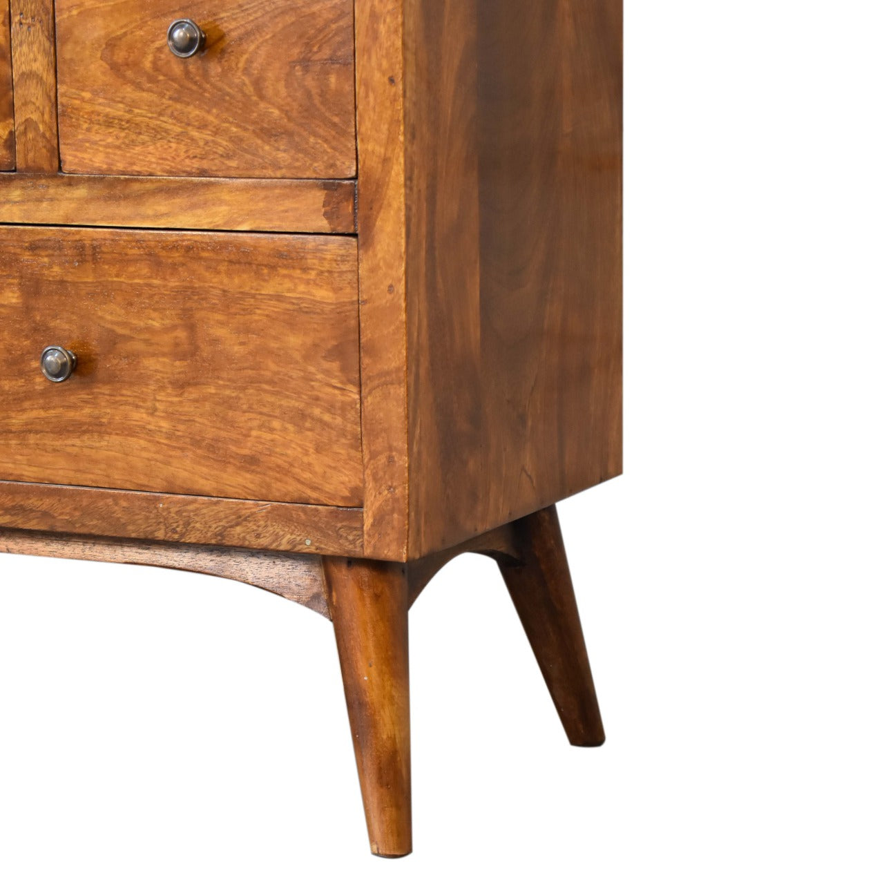 Chestnut Finish over Solid Wood 8 Drawer Chest Various Shaped Drawers - CasaFenix