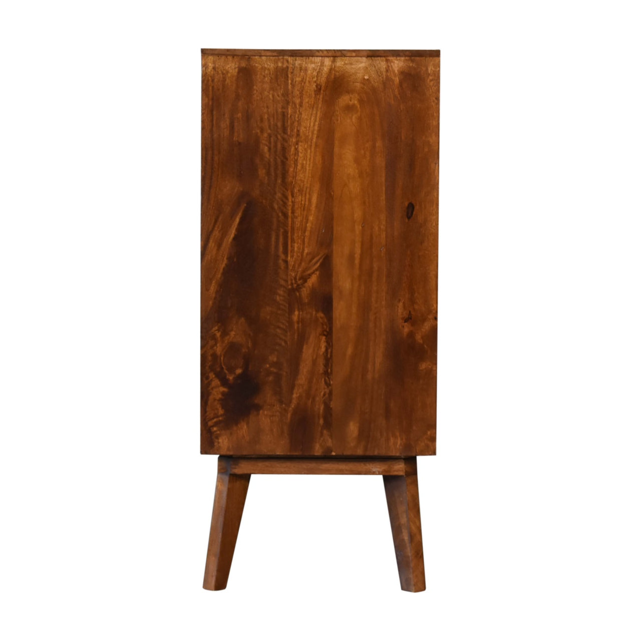 Zen Sideboard 2 Brass Metal Fronted Doors 3 Drawers Chestnut Finish - CasaFenix