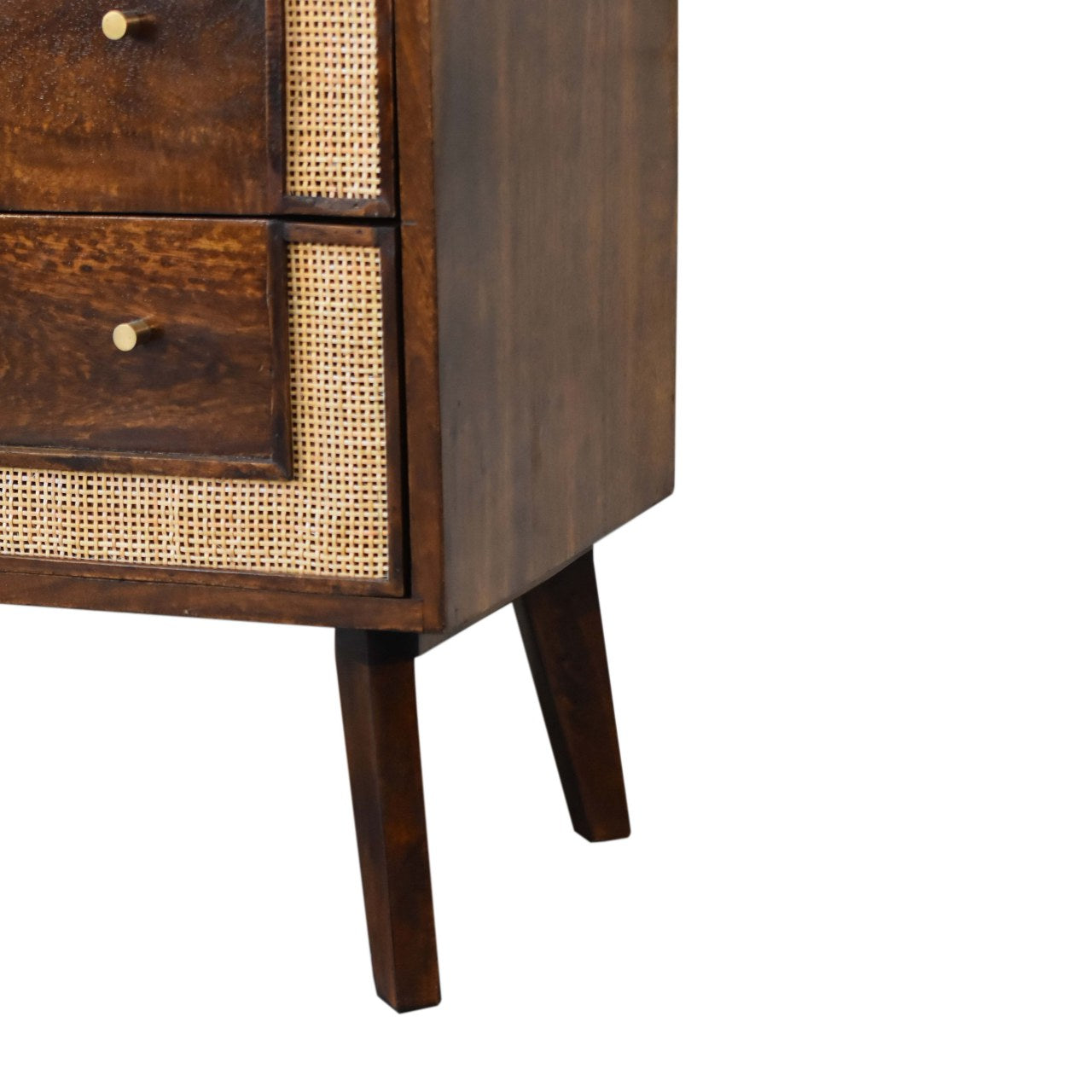 Chestnut Square Woven Inlay 3 Drawer Chest made with Solid Mango Wood - CasaFenix