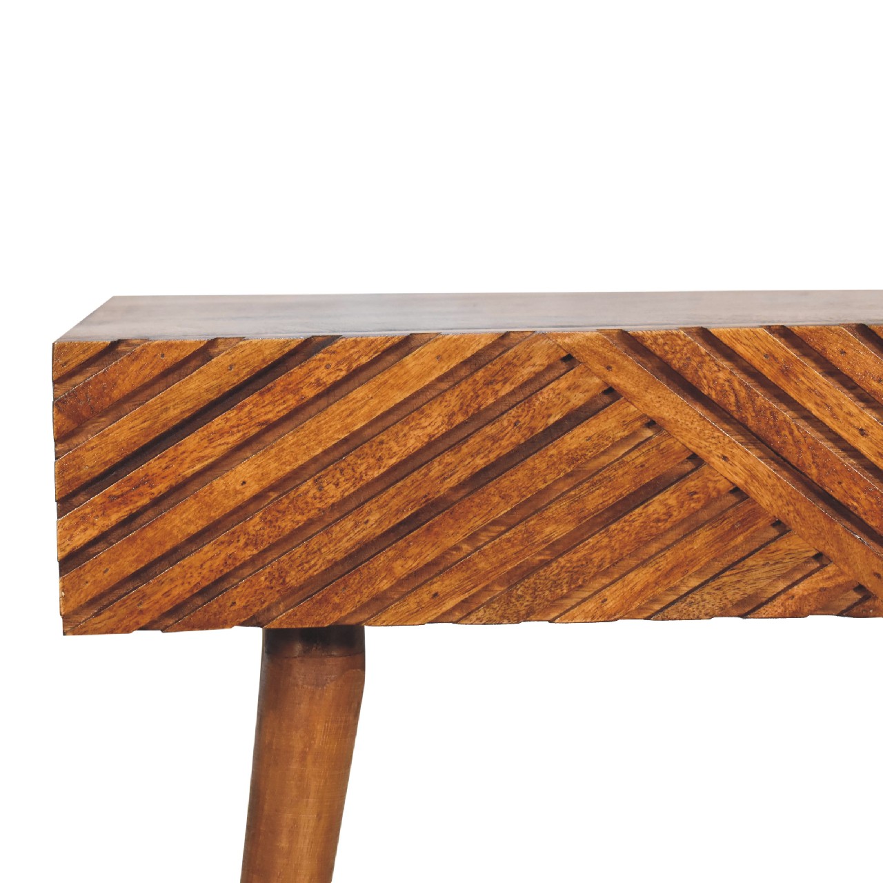 Chestnut Lille Console Table 2 Drawer Mango Wood Desk with Chestnut Finish - CasaFenix