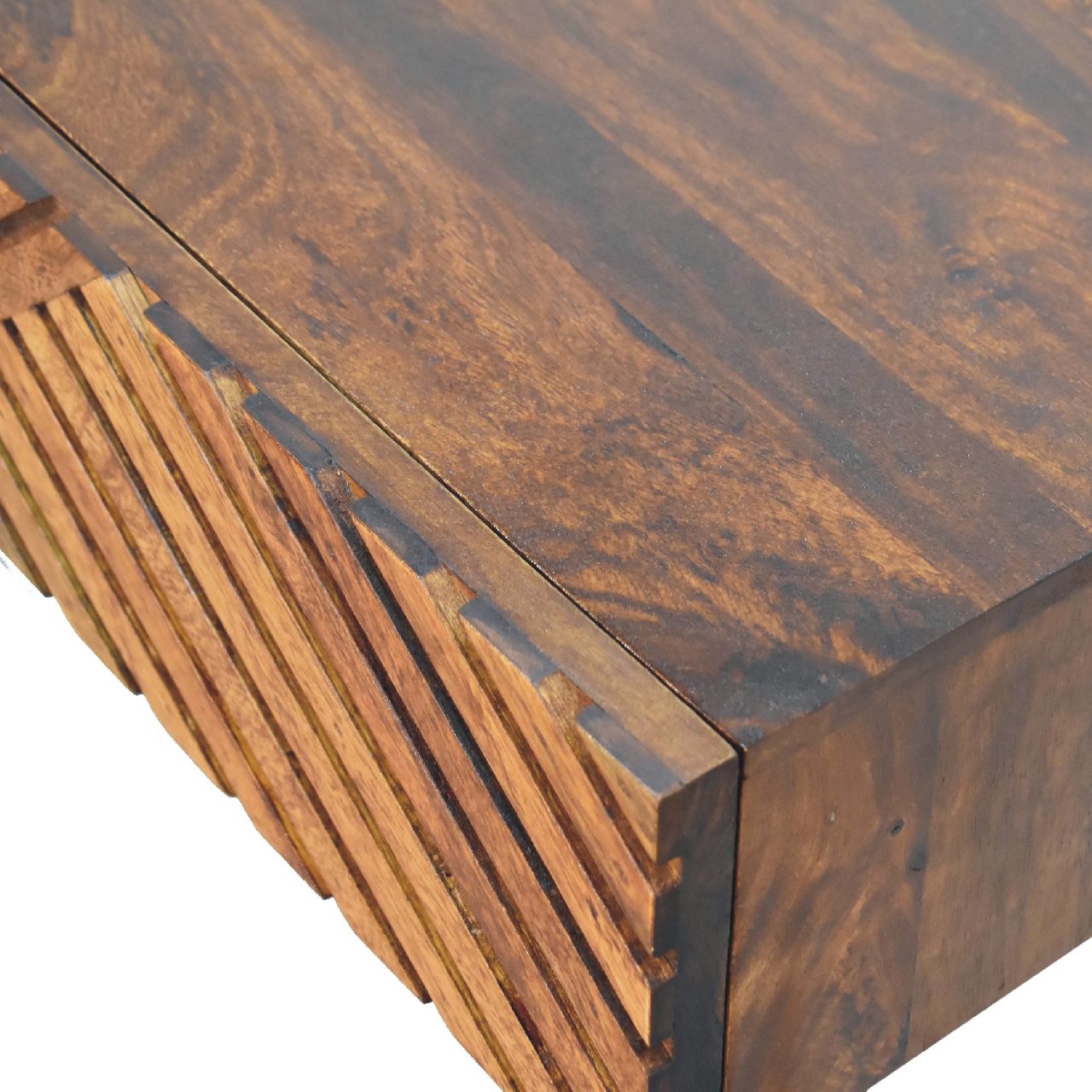 Chestnut Lille Console Table 2 Drawer Mango Wood Desk with Chestnut Finish - CasaFenix