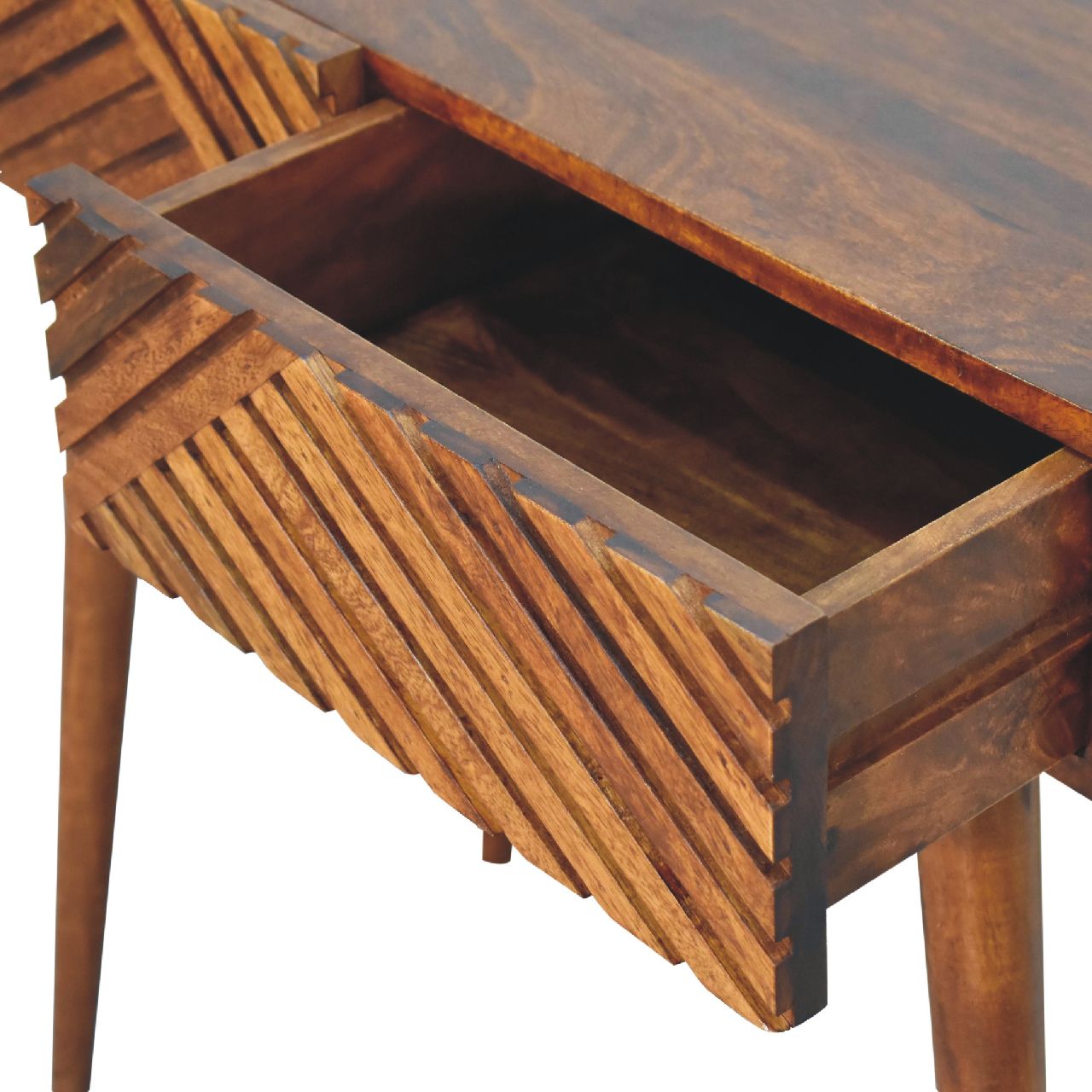 Chestnut Lille Console Table 2 Drawer Mango Wood Desk with Chestnut Finish - CasaFenix