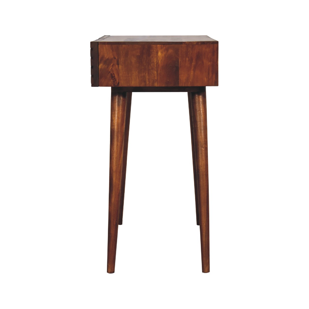 Chestnut Lille Console Table 2 Drawer Mango Wood Desk with Chestnut Finish - CasaFenix