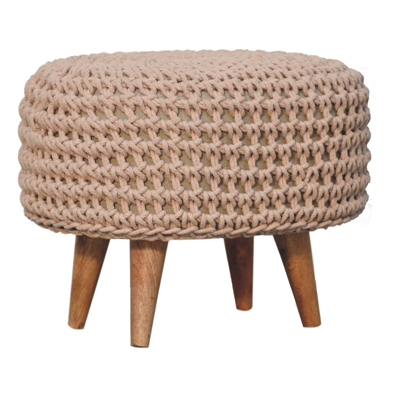 Keeva Beige Oblong Footstool - CasaFenix