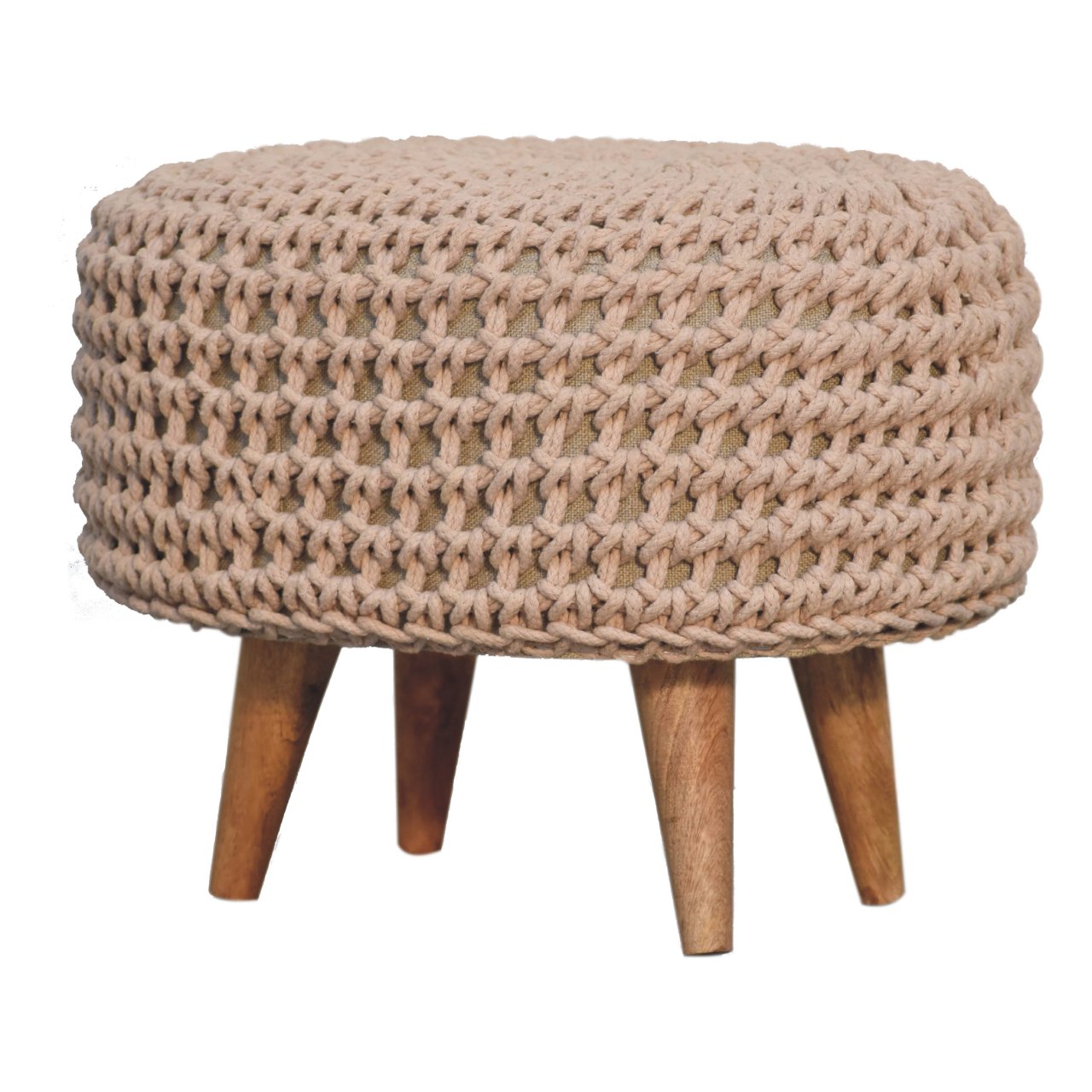 Keeva Beige Oblong Footstool - CasaFenix