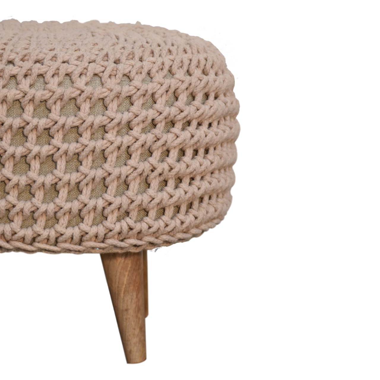 Keeva Beige Oblong Footstool - CasaFenix