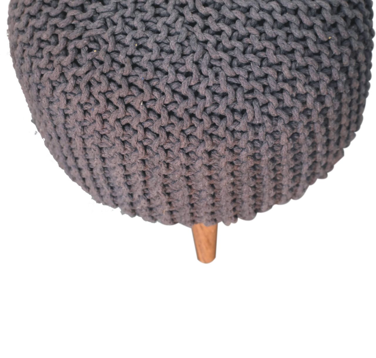 Keeva Grey Round Footstool - CasaFenix