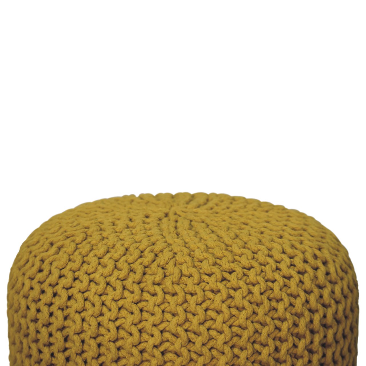 Keeva Mustard Round Footstool - CasaFenix