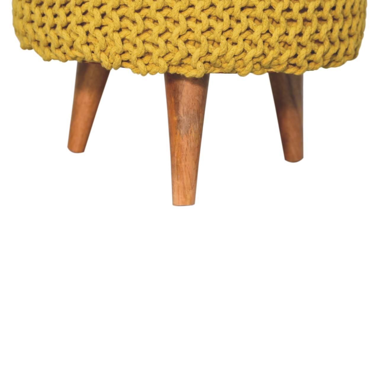 Keeva Mustard Round Footstool - CasaFenix