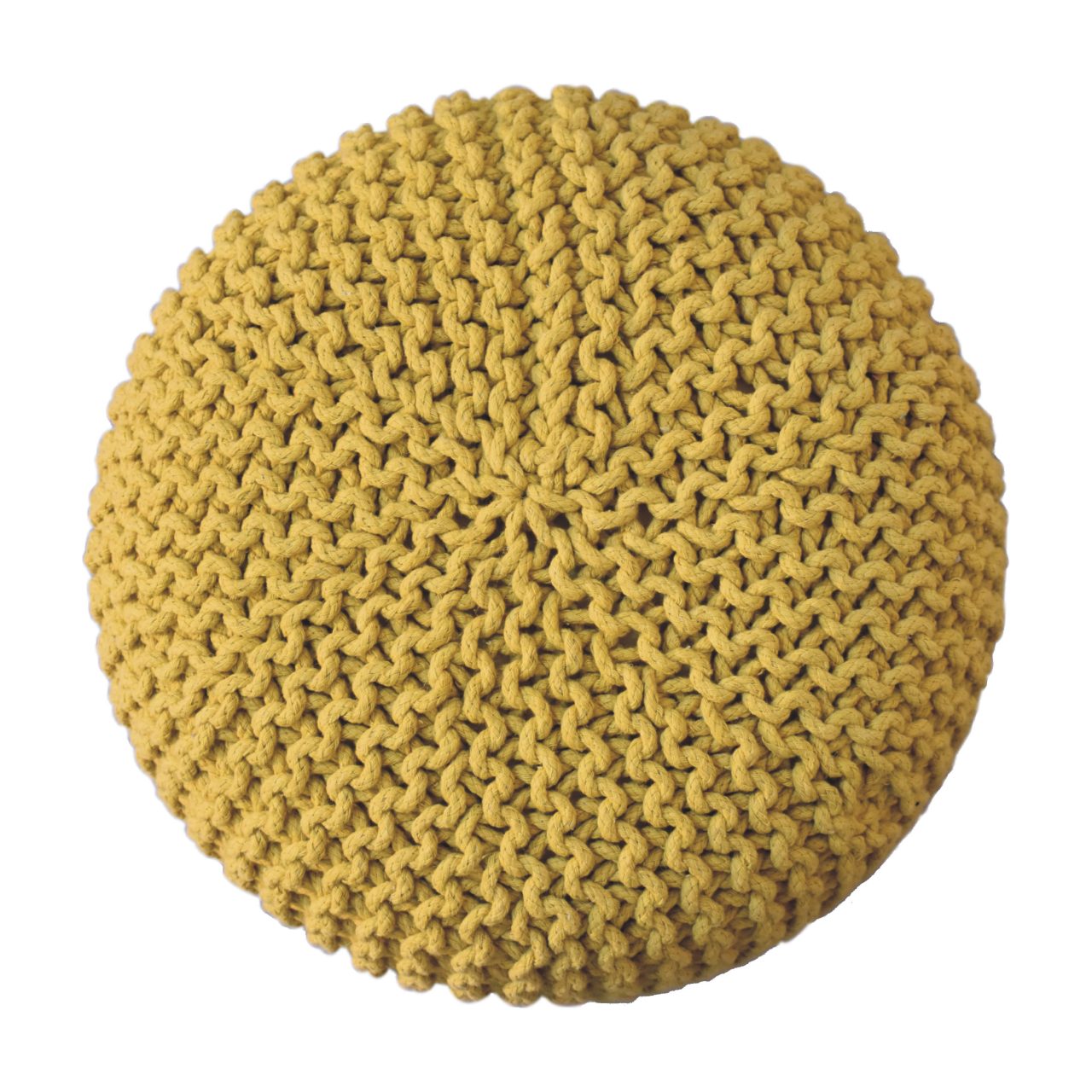 Keeva Mustard Round Footstool - CasaFenix