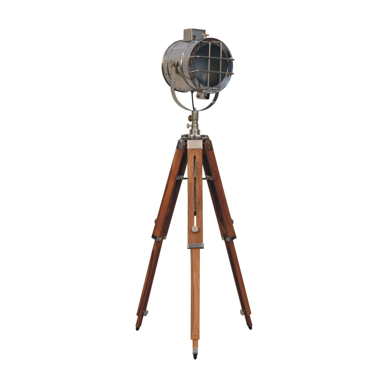 Caged Chrome Tripod Fold Spotlight Floor Lamp - CasaFenix