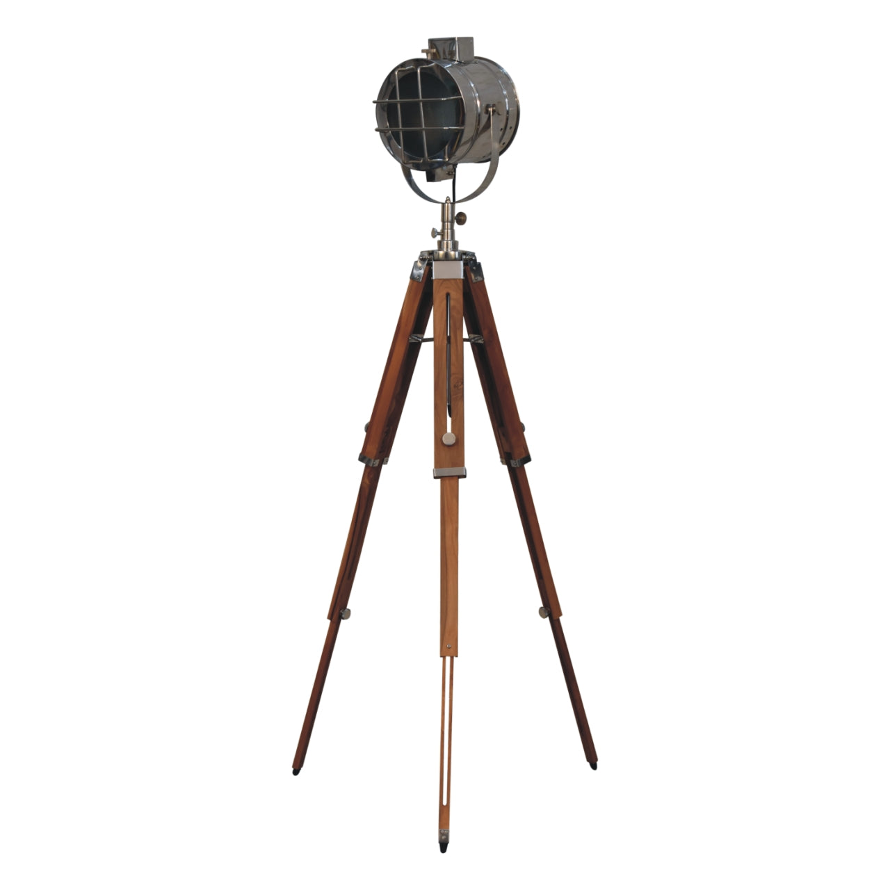 Caged Chrome Tripod Fold Spotlight Floor Lamp - CasaFenix