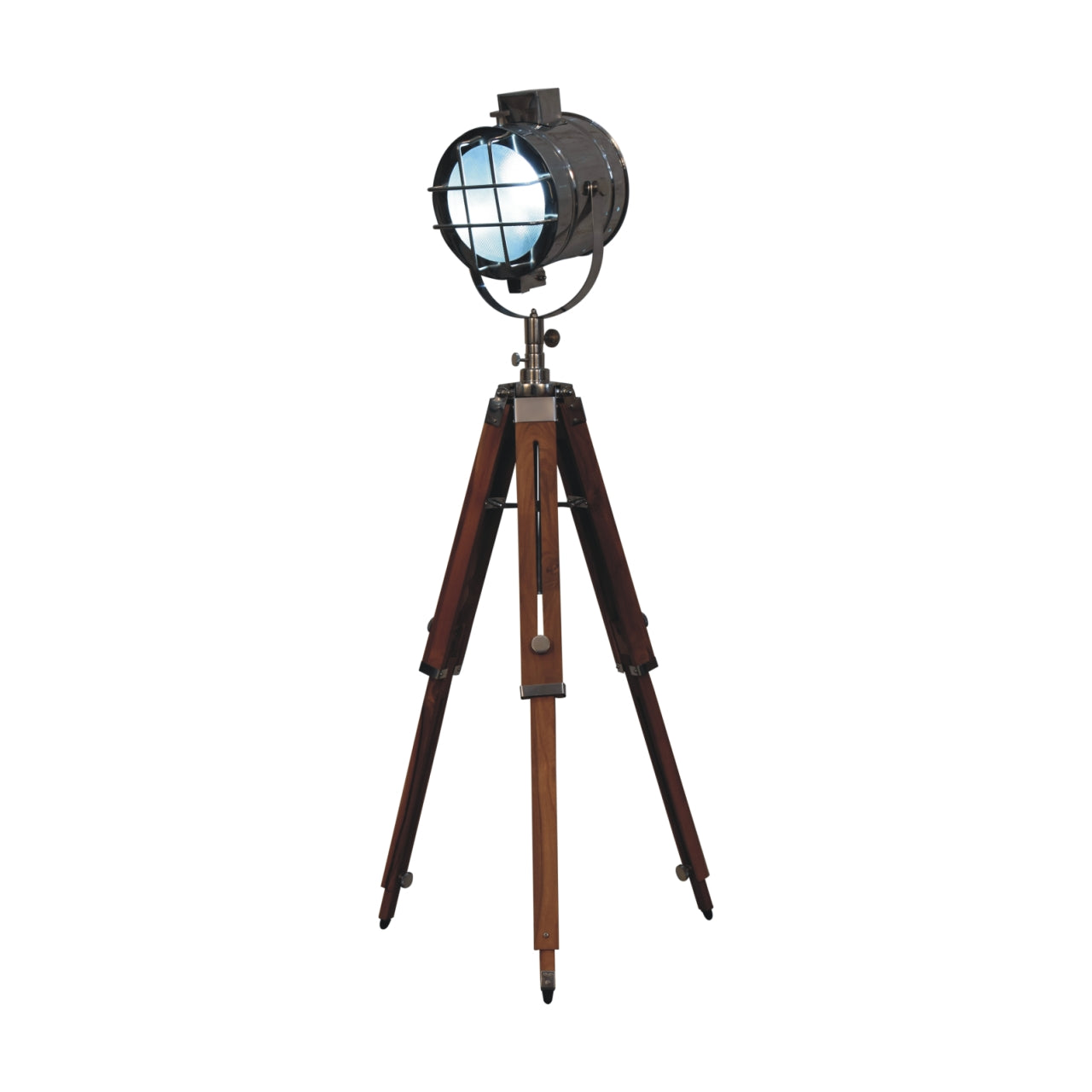 Caged Chrome Tripod Fold Spotlight Floor Lamp - CasaFenix