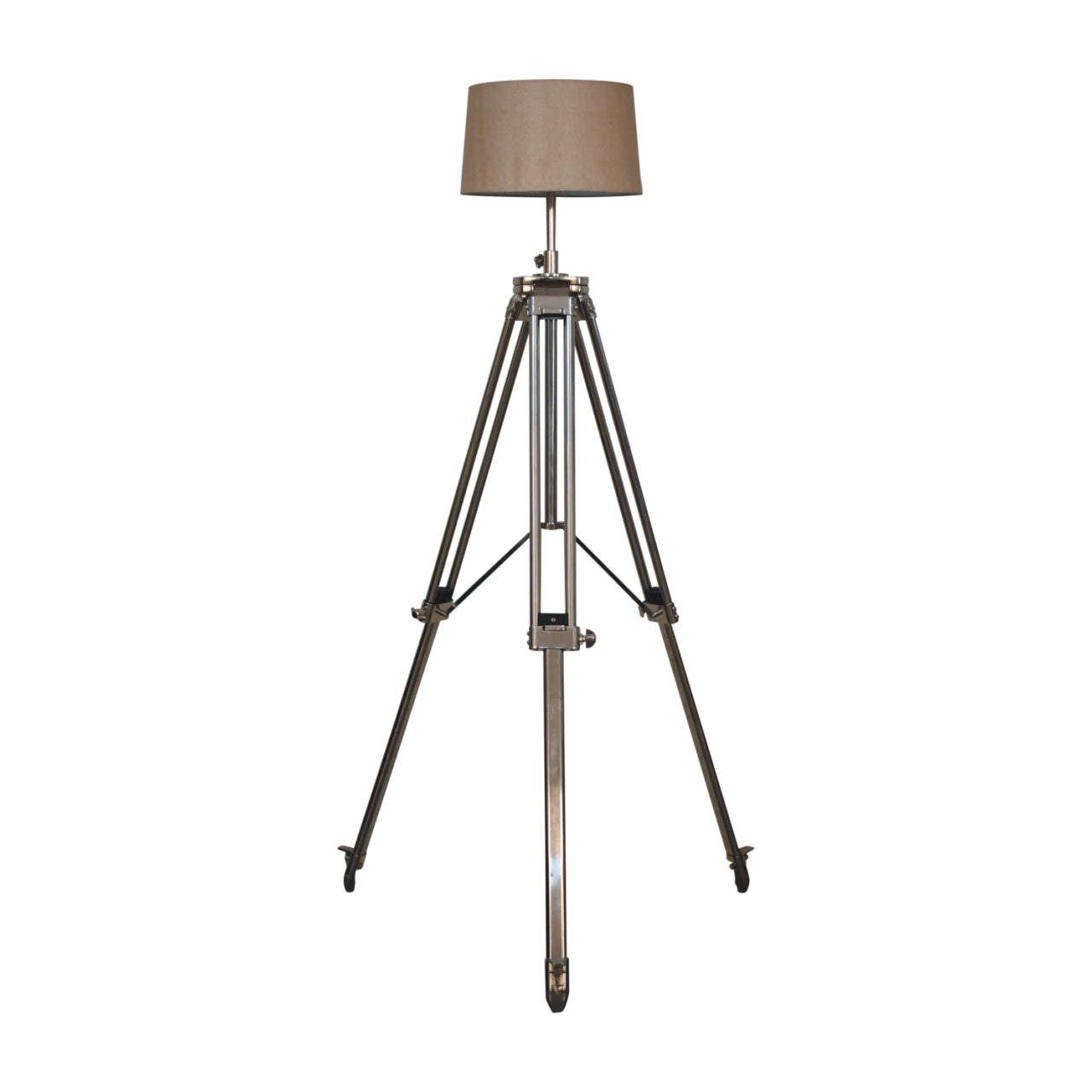 Wooden and Chrome Tripod Floor Lamp - CasaFenix